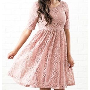 Mikarose Erin Blush Lace Dress (Dusty Rose/Mauve)